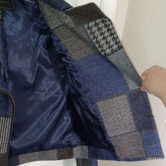 BCBGMAXAZRIA Patchwork Wool Blend Jacket Coat Moto Style Size XS - Picture 11 of 16